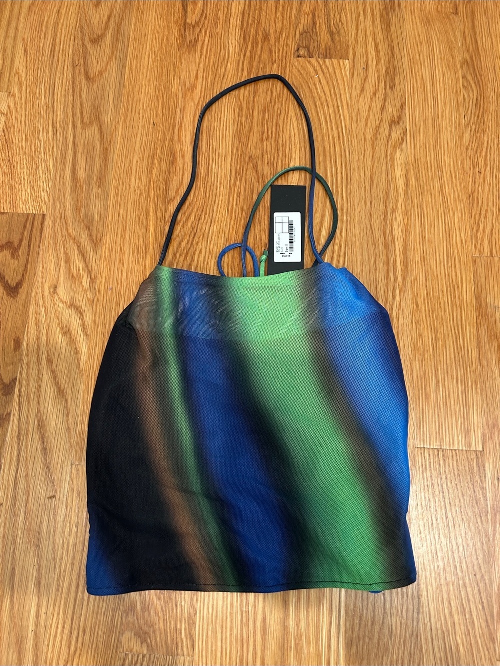 Motel Rocks Blue and Green Gradient Satin mesh women’s crop Tank Top small new